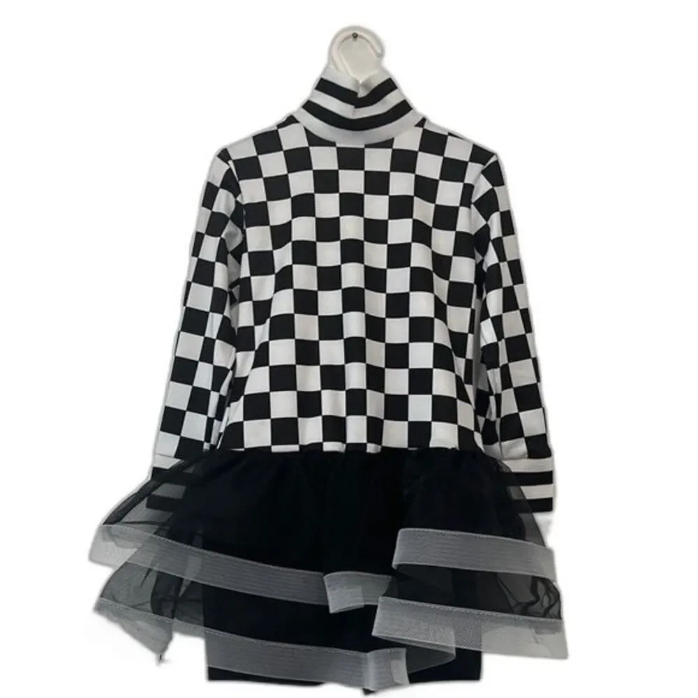 A Wish Come True Check Mate Black White Dance Costume size ISC